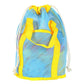 Mesh Beach Toy Bag Drawstring Toiletry Tote Sack With Handle Front Pocket For Kids Bath Swimming
