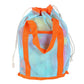 Mesh Beach Toy Bag Drawstring Toiletry Tote Sack With Handle Front Pocket For Kids Bath Swimming