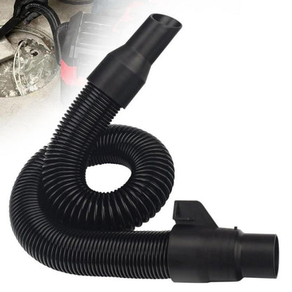 Black ribbed vacuum hose replacement with two end adapters, coiled section view