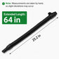 Long black ribbed vacuum hose with two end nozzles, extended length view