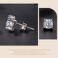 Sterling silver square moissanite stud earrings with posts and butterfly back closures