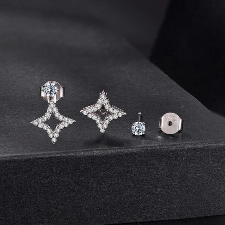 S925 Sterling Silver Detachable Moissanite Stud Earrings, MSE135
