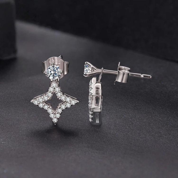 S925 Sterling Silver Detachable Moissanite Stud Earrings, MSE135