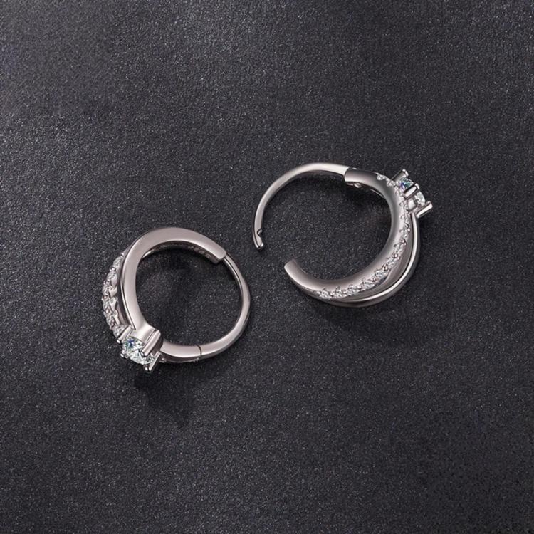 S925 Sterling Silver White Gold Plated Double-Layer Moissanite Sparkling Earrings, MSE136