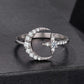 S925 Sterling Silver Adjustable Opening Ring with Moissanite and Star Pattern