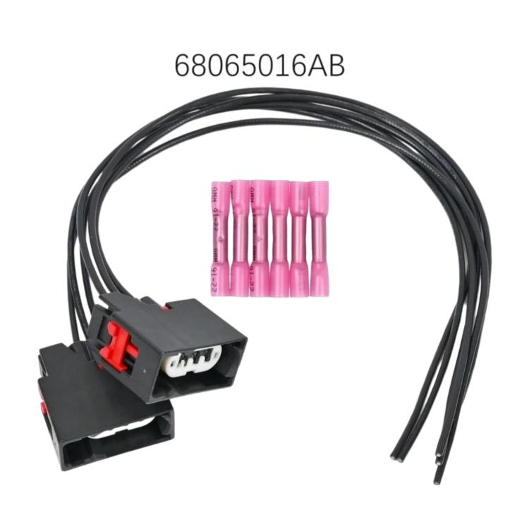 Front turn signal plug pigtail wiring harness with black housings and pink terminal guides