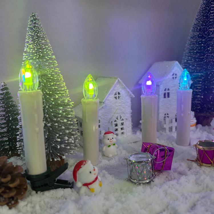Colorful Christmas Changing Remote Control LED Candle Light Halloween LED Clip-On Candle Lamp