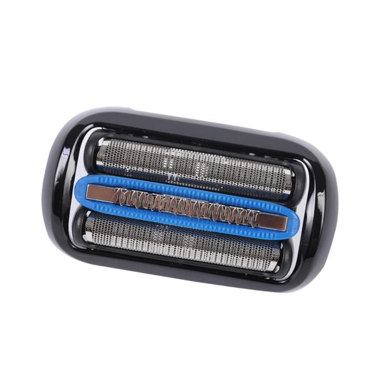 Braun 65B replacement shaver head, black housing with two metal foil cutters and blue insert