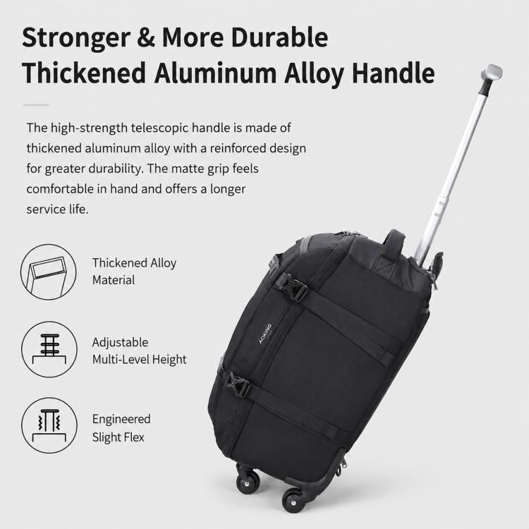 AOKING black rolling backpack with thickened aluminum alloy telescopic handle and spinner wheels