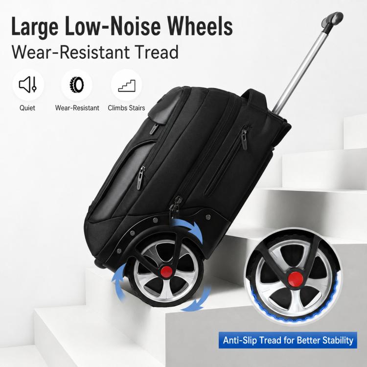 AOKING Wheeled Backpack for Travel 18cm Large Wheel Rolling Laptop Bag Business Trolley Backpack