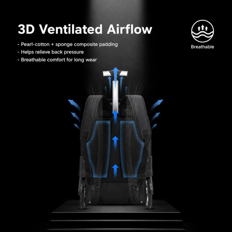 AOKING Wheeled Backpack for Travel 18cm Large Wheel Rolling Laptop Bag Business Trolley Backpack