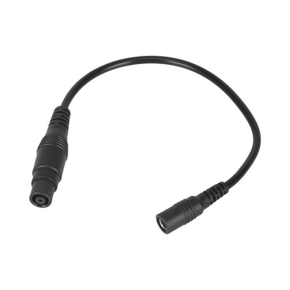 Black DC adapter cable with 5.5mm female to 8mm male plug connector ends