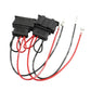 Car speaker wiring harness with multiple black plugs and red/black cable leads