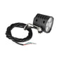 Black 4-LED scooter headlight with horn, side view and mounting bracket, cable included