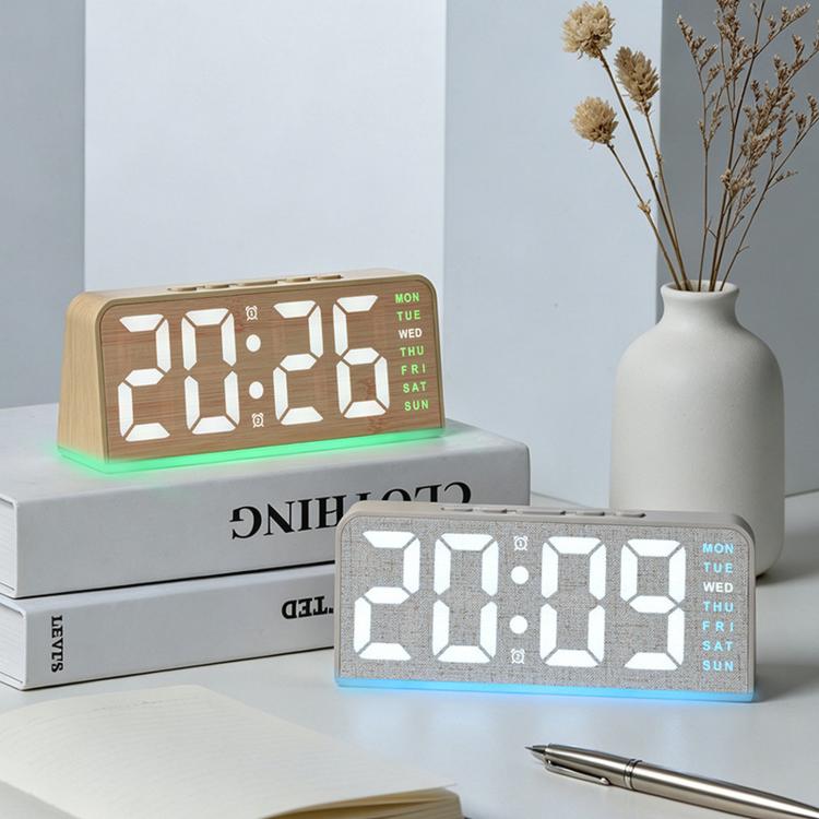 Digital Alarm Clock With Bottom Ambient Light Displaying Time Weekday Date Temperature