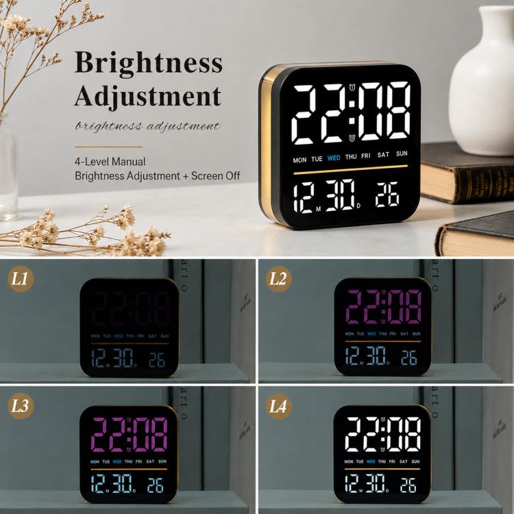 Digital Alarm Clock LED Desk Clock with Night Light USB Output Dimmable Display