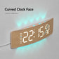Curved Digital LED Wall Clock With RGB Ambient Backlight / Dual Alarms / Countdown Timer