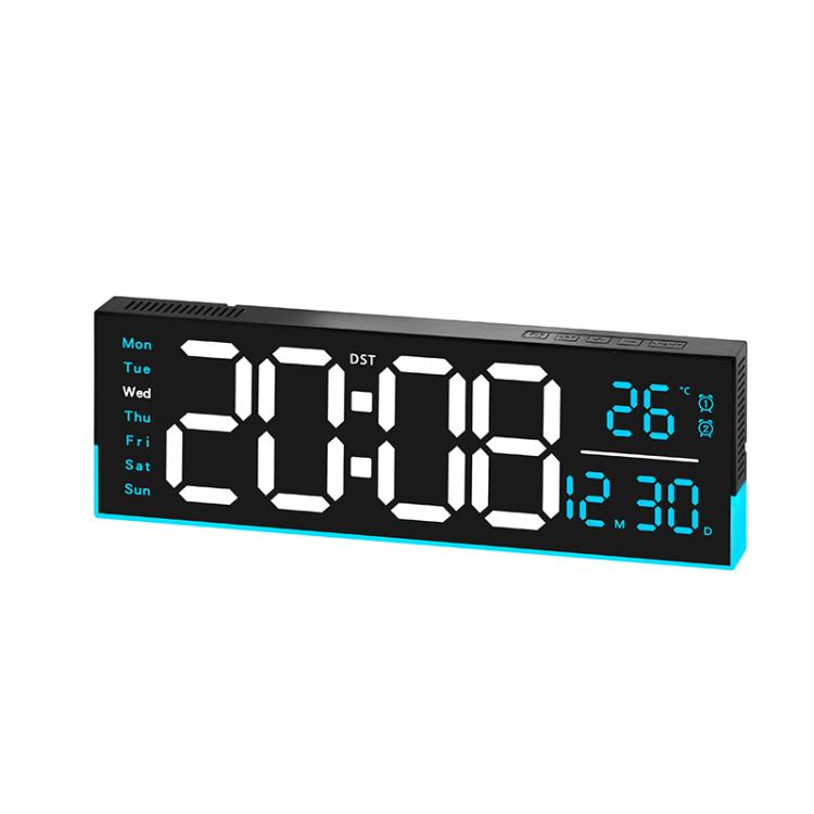 12.6 Inch LED Desk Clock Large Digital Wall Clock With RGB Ambient Light Temp / Date / Week / DST / Timer