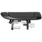 Black exterior door handle with clear mounting clip and chrome actuator components