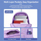 Kids Rolling Backpack 3 Piece Set Quilted Heart Wheeled School Bag with Lunch Box & Pencil Case for Girls