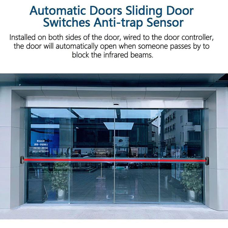 Infrared door switch sensors on both sides of an automatic sliding glass door