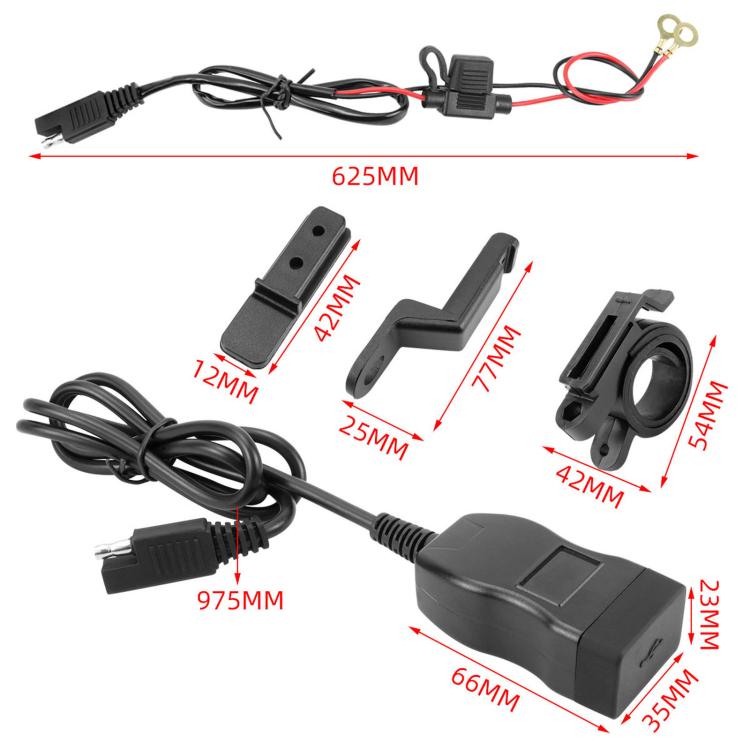 Motorcycle Square Waterproof Charger Digital Display Voltmeter Switch