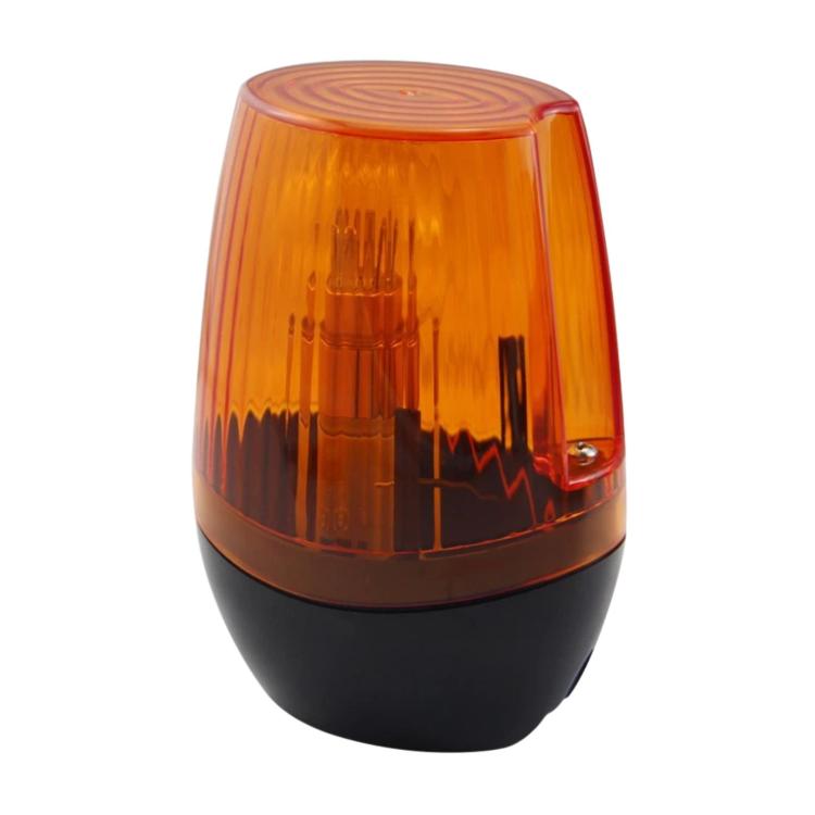 Amber strobe signal light with orange dome and black base