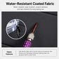 Water-resistant coated fabric detail for expandable laptop backpack, dark textured weave