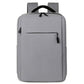Light gray waterproof laptop backpack with top handle and front zip pocket