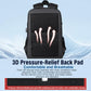 Black laptop backpack with 3D pressure-relief back pad and ventilated mesh cushioning
