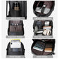 Black travel backpack interior with multiple pockets and laptop compartment