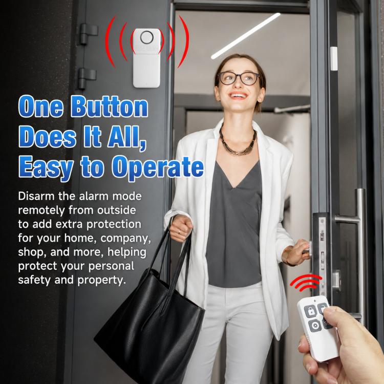 2 In 1 Wireless Door Window Alarm With Remote Control 130dB Magnetic Sensor For Home Security 4 Modes