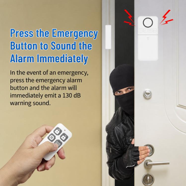 2 In 1 Wireless Door Window Alarm With Remote Control 130dB Magnetic Sensor For Home Security 4 Modes
