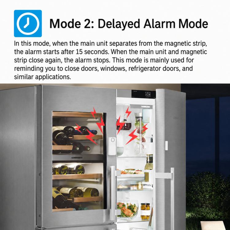 2 In 1 Wireless Door Window Alarm With Remote Control 130dB Magnetic Sensor For Home Security 4 Modes