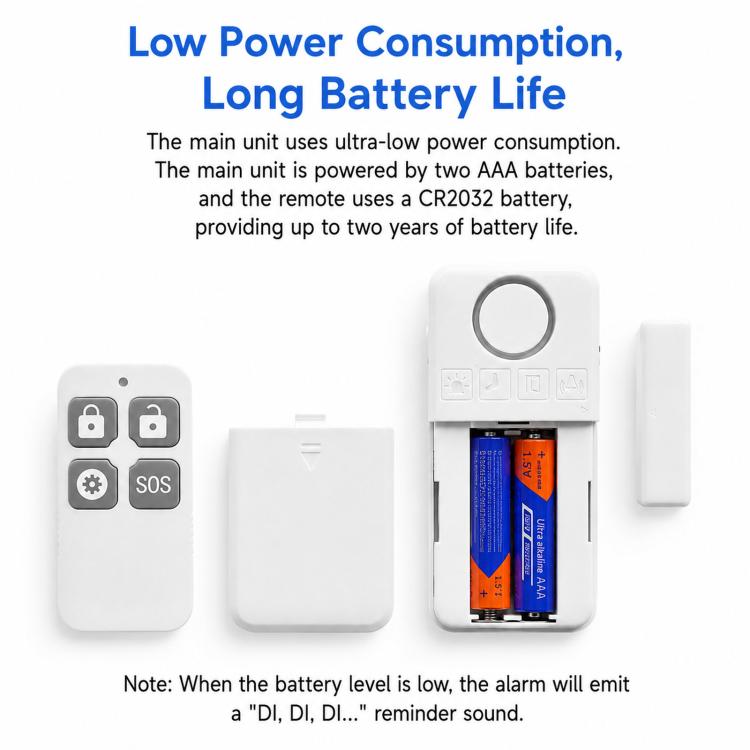2 In 1 Wireless Door Window Alarm With Remote Control 130dB Magnetic Sensor For Home Security 4 Modes