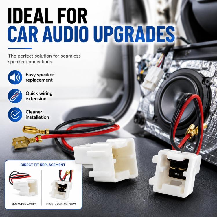 Speaker wire extension cable with white connector plugs and red/black speaker leads