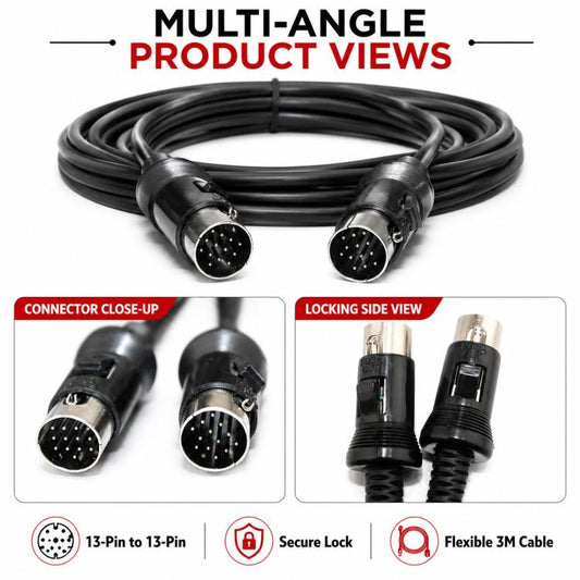 For KENWOOD Speaker 13-Pin To 13-Pin Extension Cable With Lock-Latch Length 3m