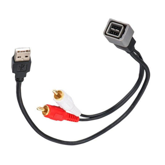 For Nissan Juke Car Stereo CD Player To 2-Channel RCA Audio + USB Data Cable, For Nissan Juke
