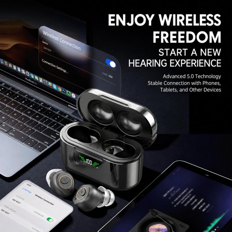 Goodmi Bluetooth Hearing Aids for Seniors App & Button Controlled Sound Amplifier with LED Display