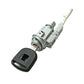 Ignition lock cylinder with key, gray housing and black keyhead