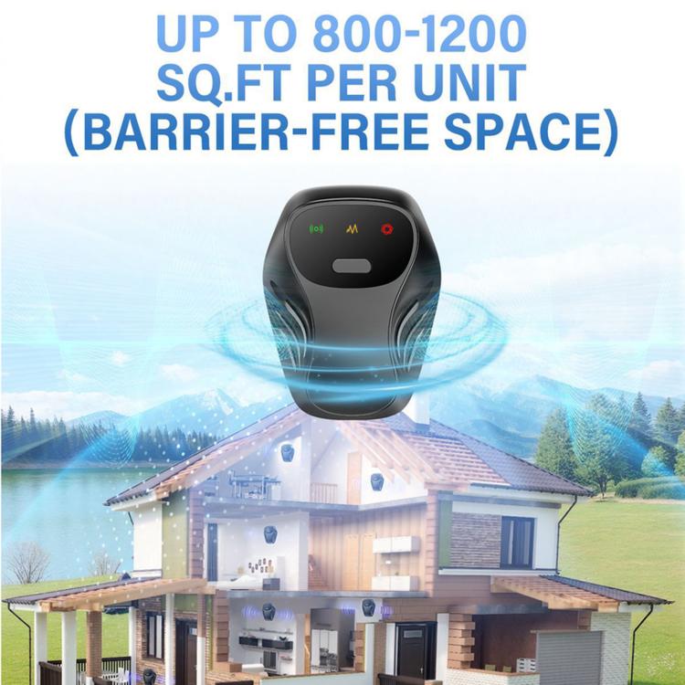 Ultrasonic pest repeller plug-in, black unit with illuminated status lights on top