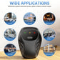 Ultrasonic pest repeller plug-in, black device with front control panel and mode icons