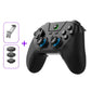 Wireless game controller, black with blue buttons and carbon-texture thumbsticks
