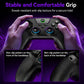 Black controller with textured anti-slip grip and thumbsticks, top view held in hands