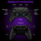 Black tri-mode game controller overview with D-pad, thumbsticks, triggers, and charging port