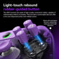 Purple ABXY button area close-up with rubber-guided buttons and tactile texture