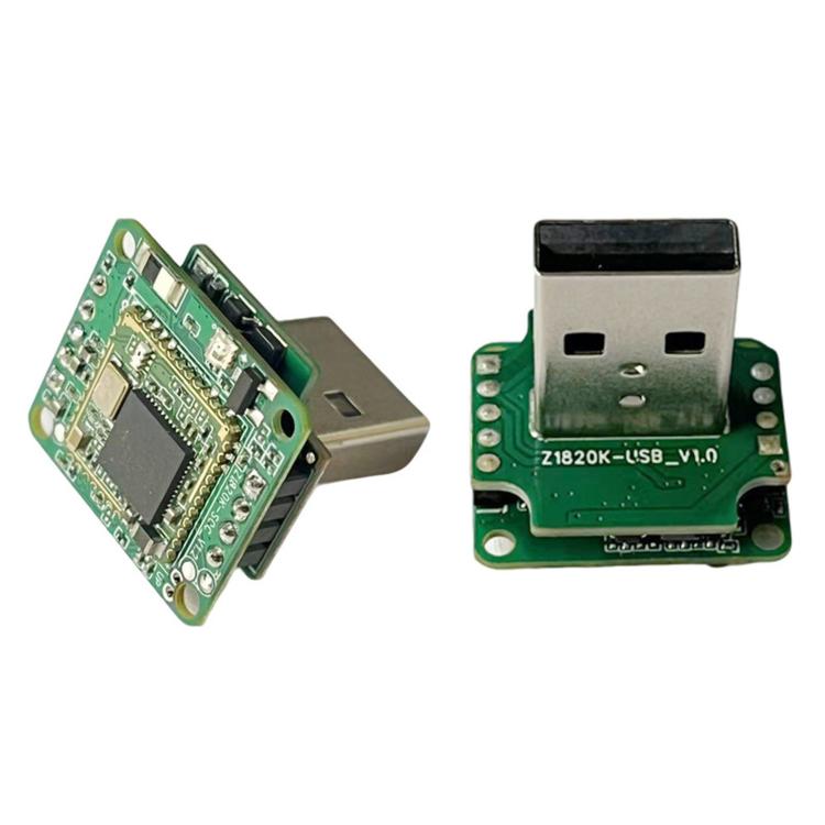 Wireless CarPlay adapter PCBA module with green circuit board and USB connector