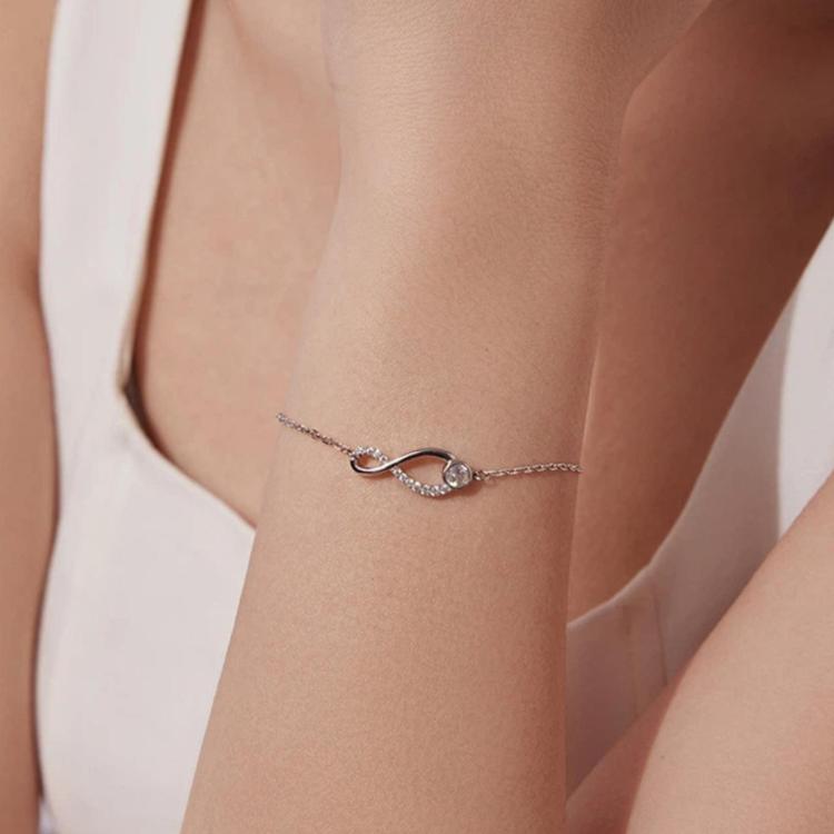 S925 Sterling Silver Infinite Loop Moissanite Bracelet, MSB039