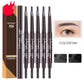 Dual-ended eyebrow pencil set with spoolie brush, grey-toned and coffee-toned eyebrow pencils.