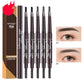 Dual-ended eyebrow pencil set with spoolie brush, slim dark brow pencils for shaping and filling.